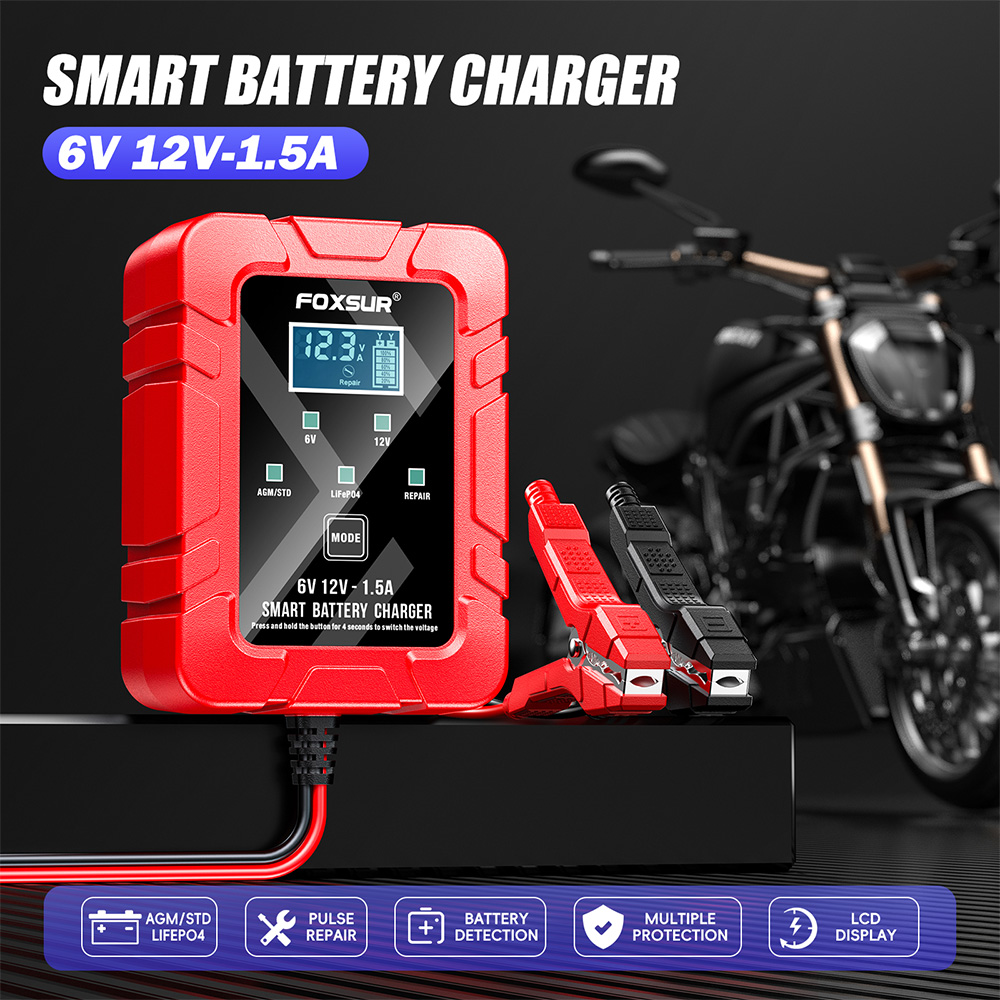 Lifepo4 Battery Charger Smart Automatic - FOXSUR FBC061215D 6V 12V 1.5A chargeur