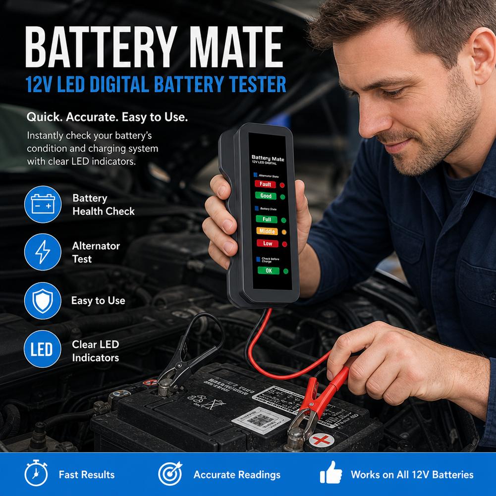 Alternator Tester Digital Diagnostic Tool - Testeur d'alternateur numérique 12V avec 6