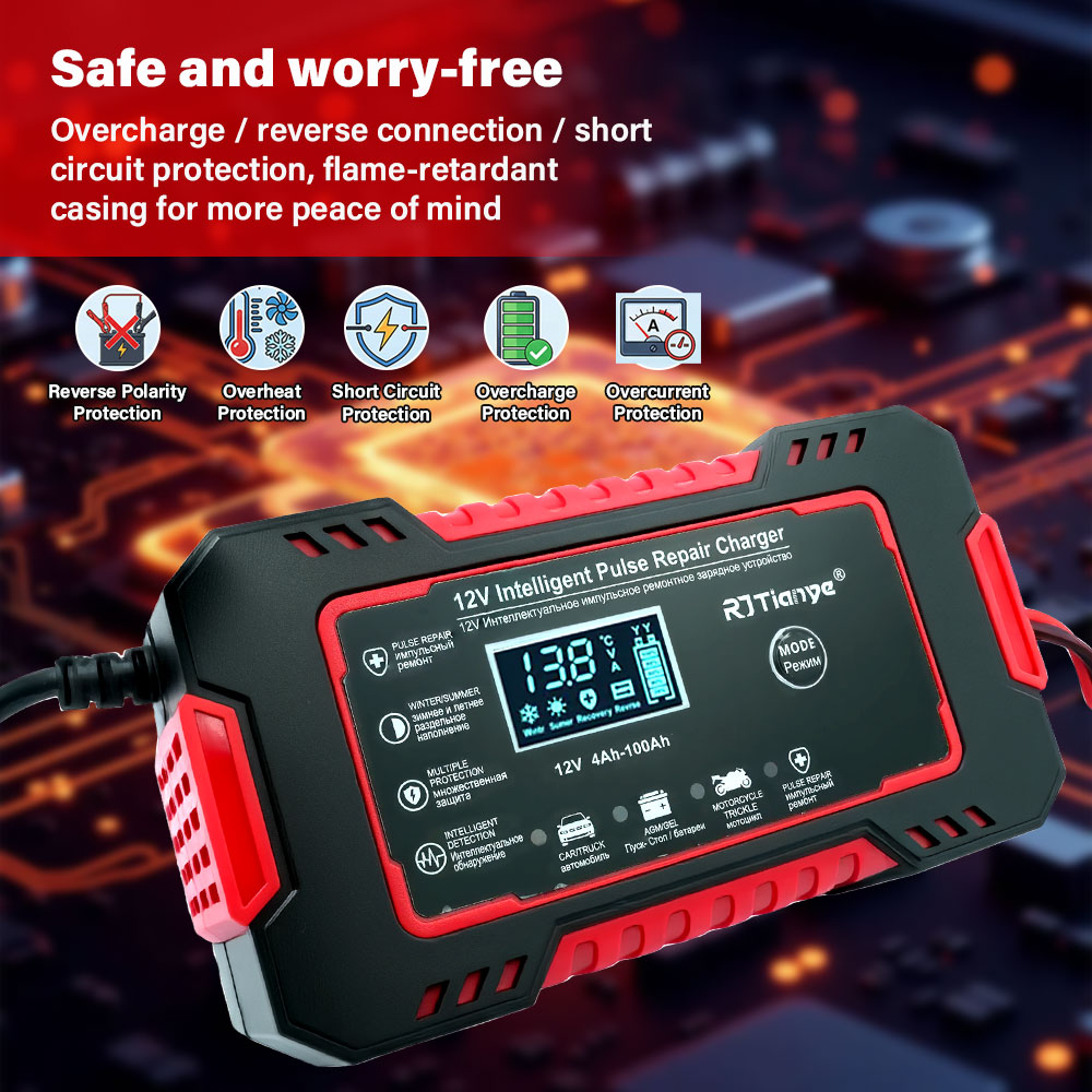Smart Car Battery Charger 12V 24V 20A - Chargeur de batterie de voiture/moto 20A/10A