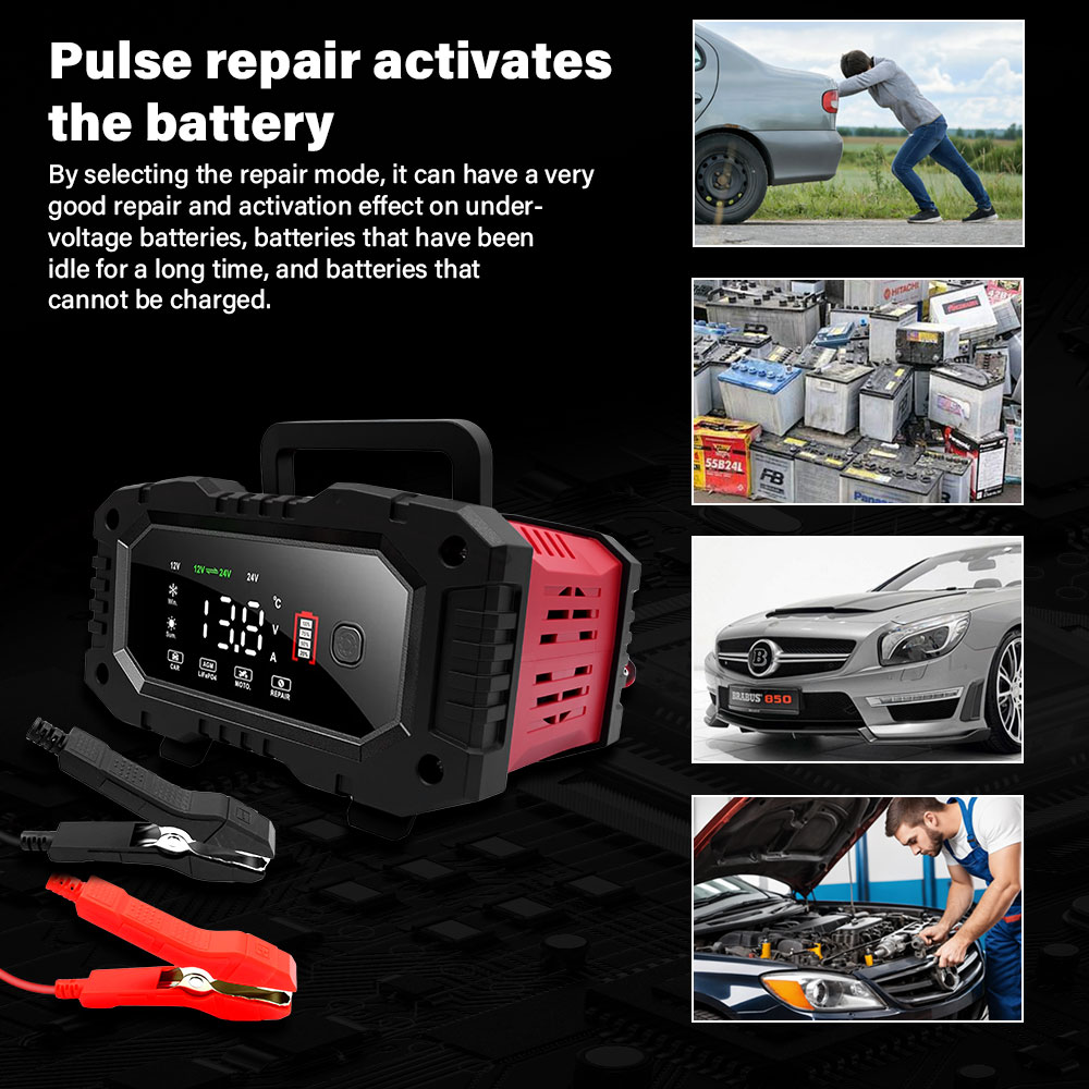 Smart Car Battery Charger 12V 24V 20A - Chargeur de batterie de voiture/moto 20A/10A