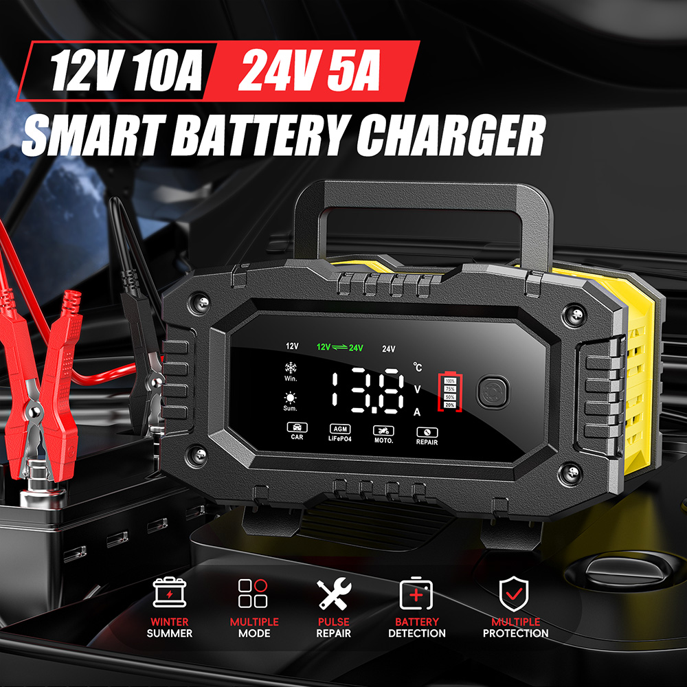 FOXSUR 12V 24V voiture moto ca - Lifepo4 Battery Charger Smart Automatic avis et prix