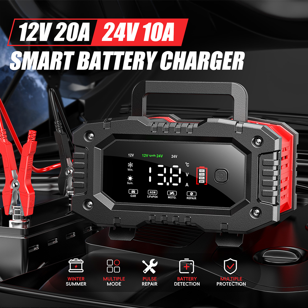 Chargeur de batterie automatiq - Smart Car Battery Charger 12V 24V 20A avis et prix