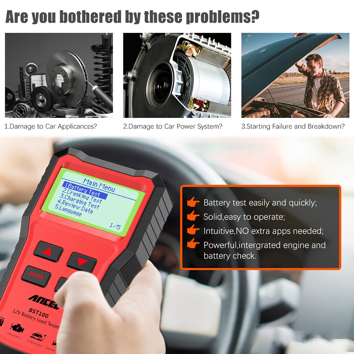 Testeur de batterie de voiture - Car Battery Load Tester Digital Cranking avis et prix