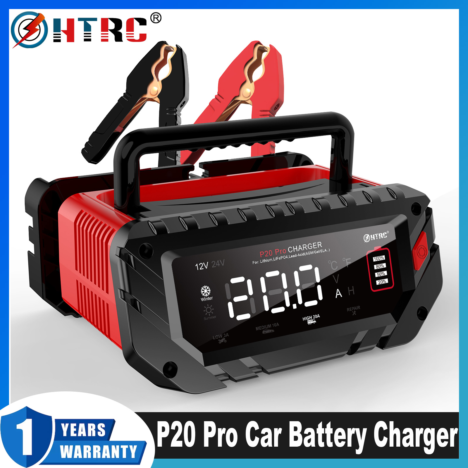 Chargeur de batterie intellige - Smart Car Battery Charger 12V 24V 20A avis et prix