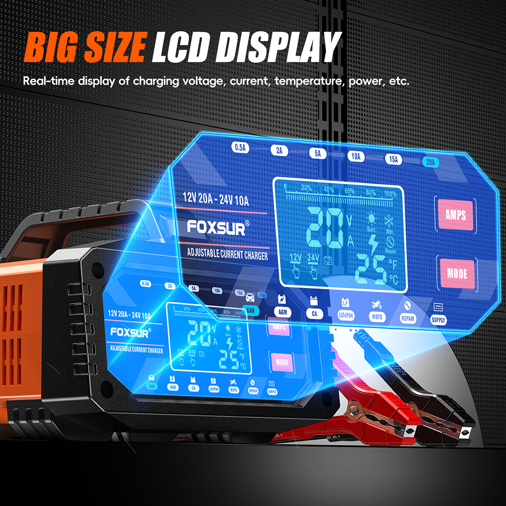 Chargeur de batterie portable  - Smart Car Battery Charger 12V 24V 20A avis et prix