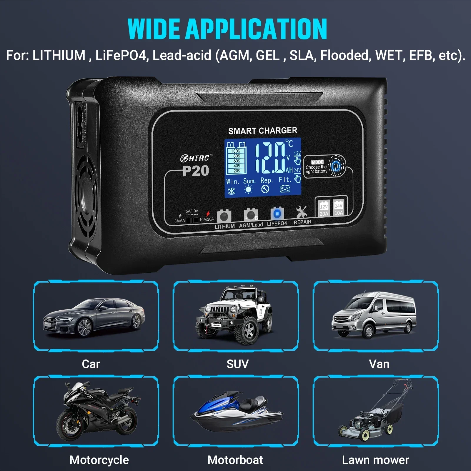 Chargeur de batterie intellige - Lead Acid Battery Pulse Repair Desulfator avis et prix