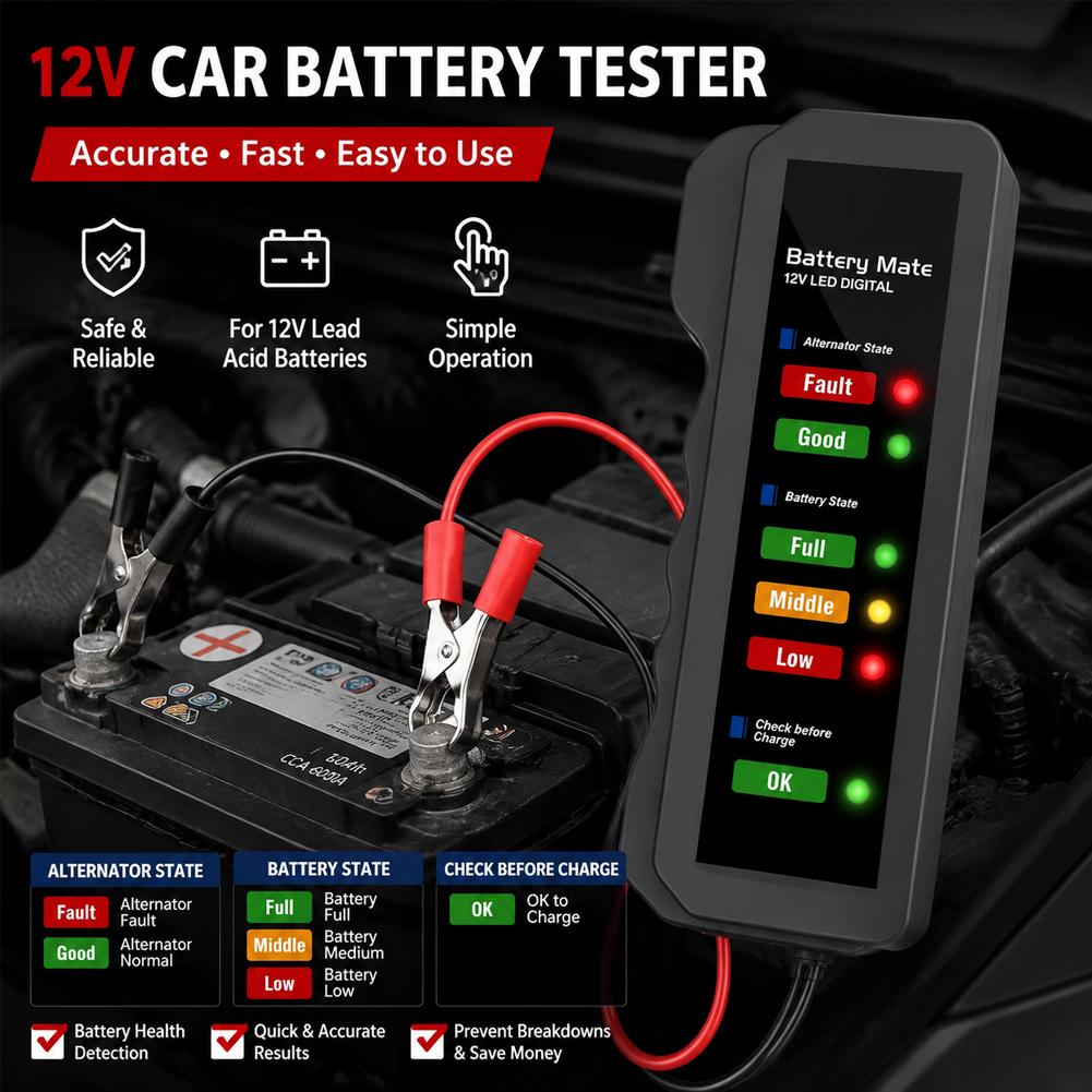 Testeur de batterie de voiture - Alternator Tester Digital Diagnostic Tool avis et prix