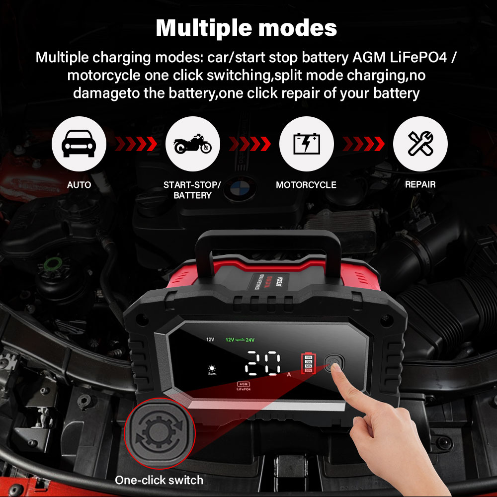 Chargeur de batterie de voitur - Smart Car Battery Charger 12V 24V 20A avis et prix