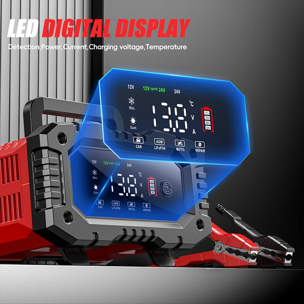 Chargeur de batterie intellige - Smart Car Battery Charger 12V 24V 20A avis et prix